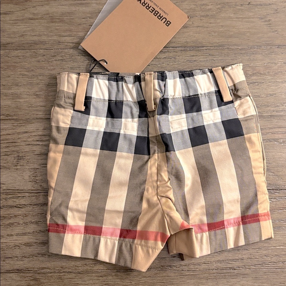 NWT [Burberry] Authentic Luxury Check Plaid Elastic Waist Shorts Toddler Sz 6M - Picture 7 of 13
